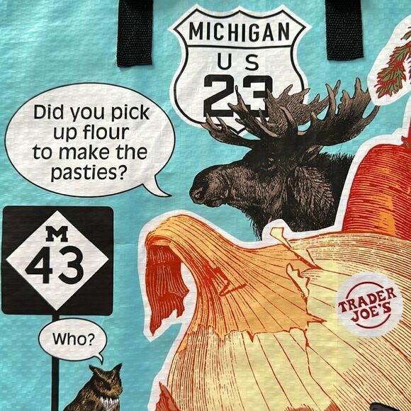 Trader Joe’s Plastic Reusable Shopping Tote Bag 6 Gallon Michigan Collectible - Picture 11 of 14